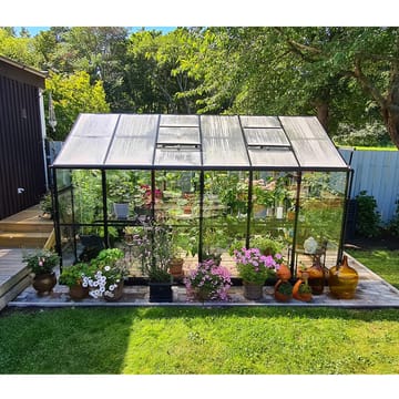 Växthus 9,6 m² | 4mm säkerhetsglas | 5 års stormgaranti | Svart - Trädgård & spabad - Trädgårdsskötsel - Växthus