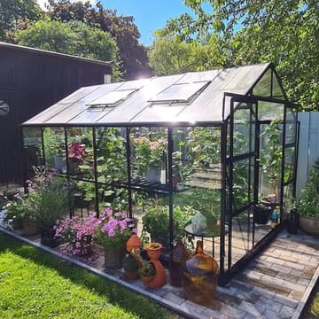 Växthus 9,6 m² | 4mm säkerhetsglas | 5 års stormgaranti | Svart - Trädgård & spabad - Trädgårdsskötsel - Växthus