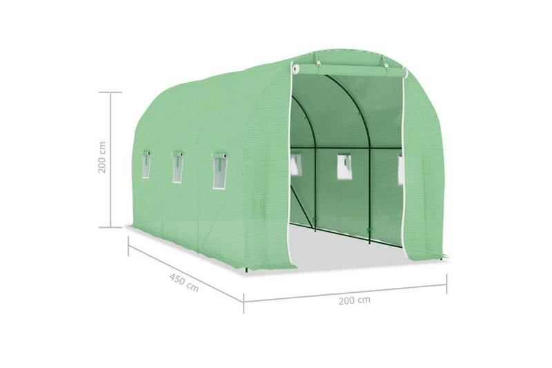 Växthus 9 m² 4,5x2x2 m - Grön - Trädgård & spabad - Trädgårdsskötsel - Växthus