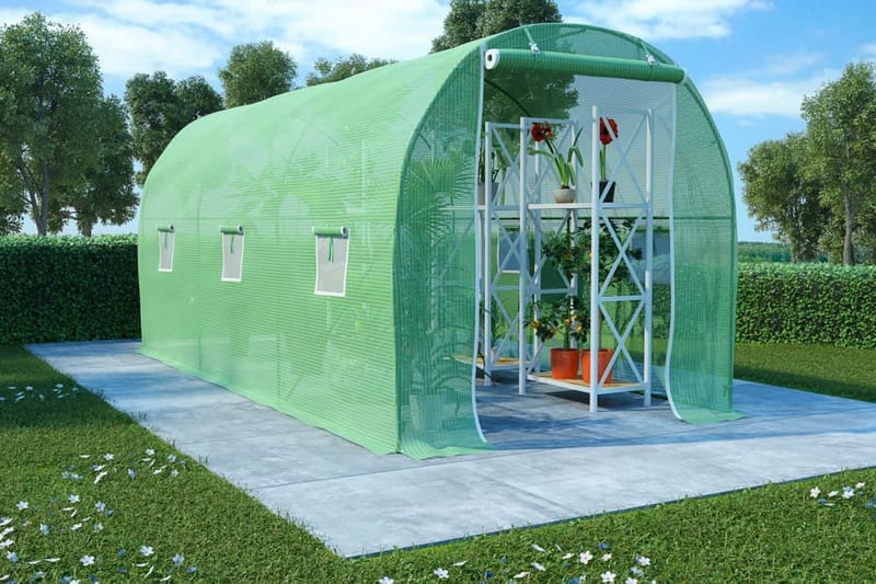Växthus 9 m² 4,5x2x2 m - Grön - Trädgård & spabad - Trädgårdsskötsel - Växthus