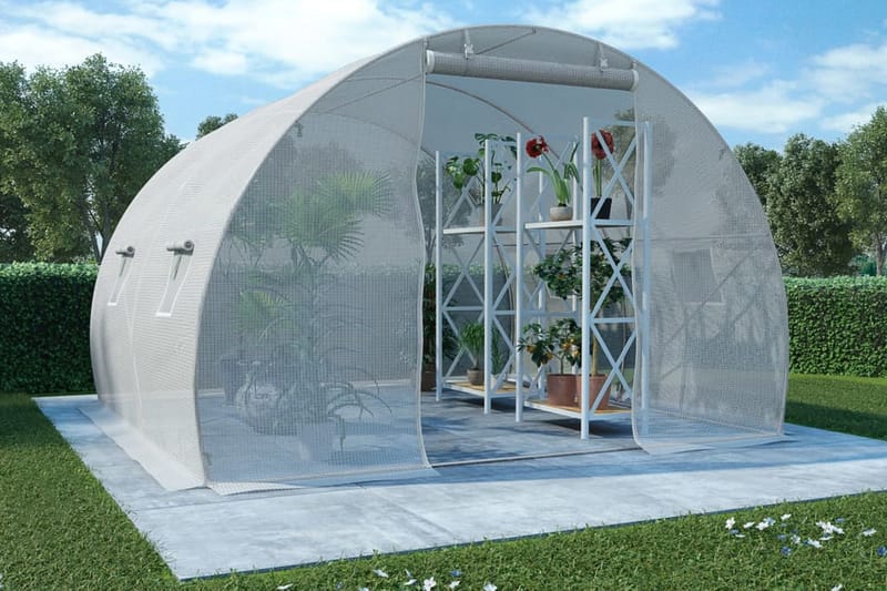 Växthus 9m² 300x300x200 cm - Vit - Trädgård & spabad - Trädgårdsskötsel - V�äxthus