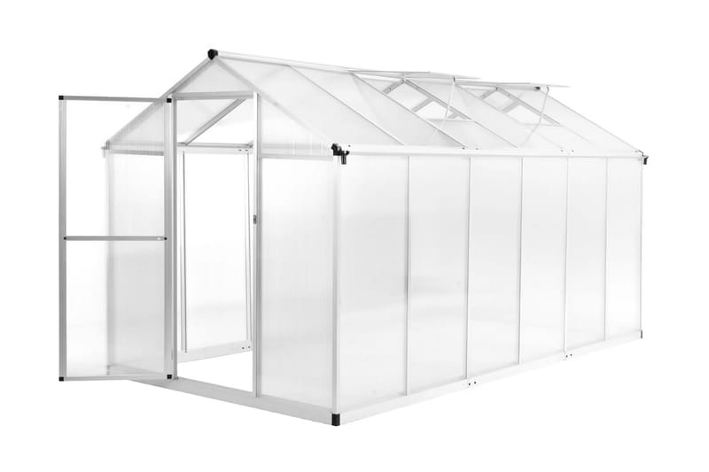 Växthus aluminium 362x190x195 cm 13,41 m³ - Transparent - Växthus - Fristående växthus