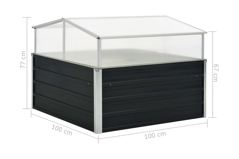 Växthus antracit 100x100x77 cm galvaniserat stål - Grå - Trädgård & spabad - Trädgårdsskötsel - Växthus