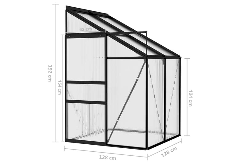 Växthus antracit aluminium 2,59 m³ - Grå - Växthus - Fristående växthus