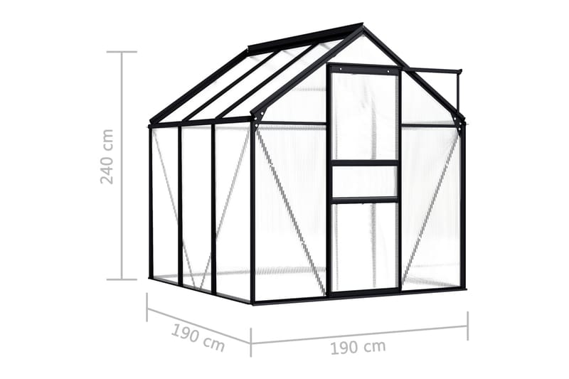 Växthus antracit aluminium 3,61 m² - Grå - Trädgård & spabad - Trädgårdsskötsel - Växthus