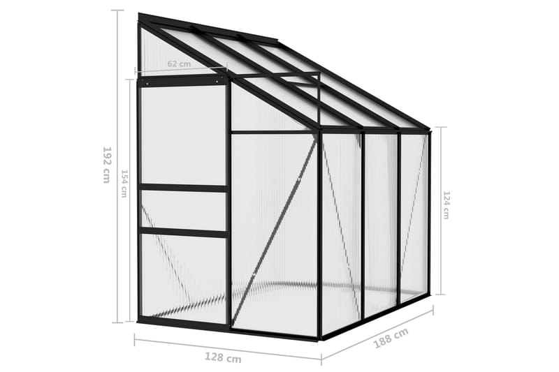 Växthus antracit aluminium 3,8 m³ - Grå - Växthus - Fristående växthus