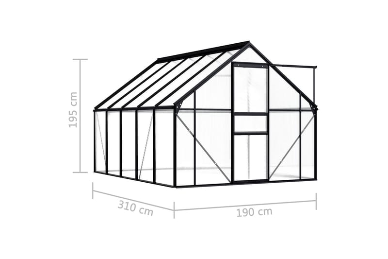 Växthus antracit aluminium 5,89 m³ - Grå - Växthus - Fristående växthus