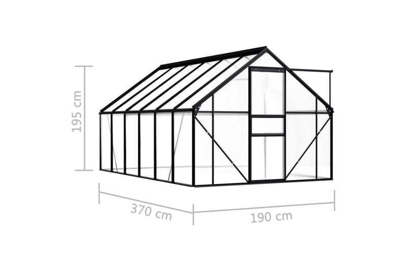 Växthus antracit aluminium 7,03 m³ - Grå - Växthus - Fristående växthus
