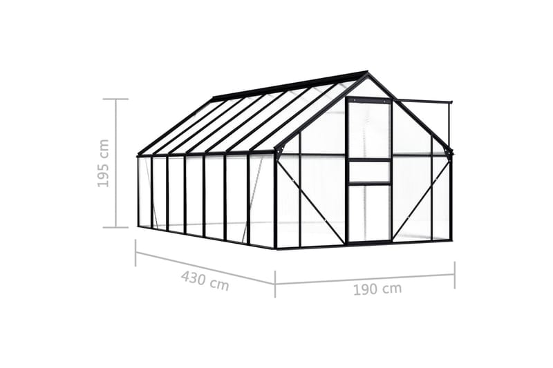 Växthus antracit aluminium 8,17 m³ - Grå - Växthus - Fristående växthus