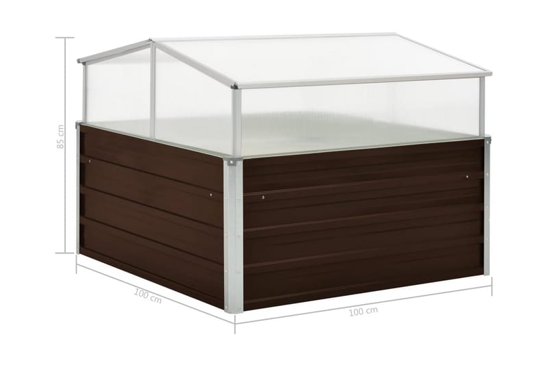 Växthus brun 100x100x85 cm galvaniserat stål - Brun - Trädgård & spabad - Trädgårdsskötsel - Växthus