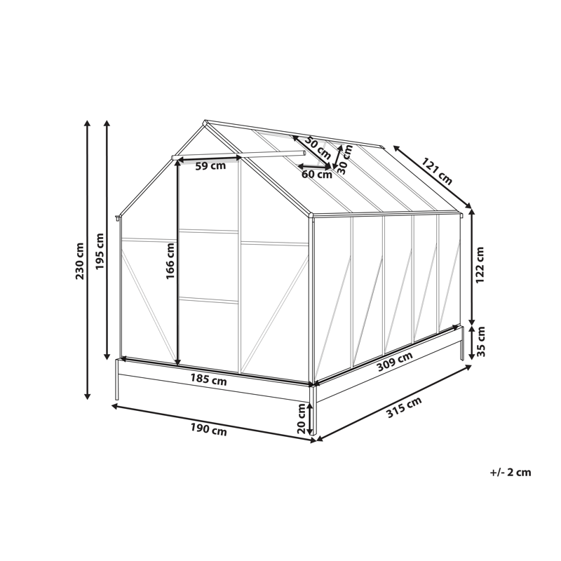 Växthus För Trädgård Apulia Silver 315 cm - Silver/Transparent - Trädgård & spabad - Trädgårdsskötsel - Växthus