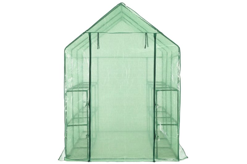 Växthus med 12 hyllor stål 143x214x196 cm - Grön - Trädgård & spabad - Trädgårdsskötsel - Växthus