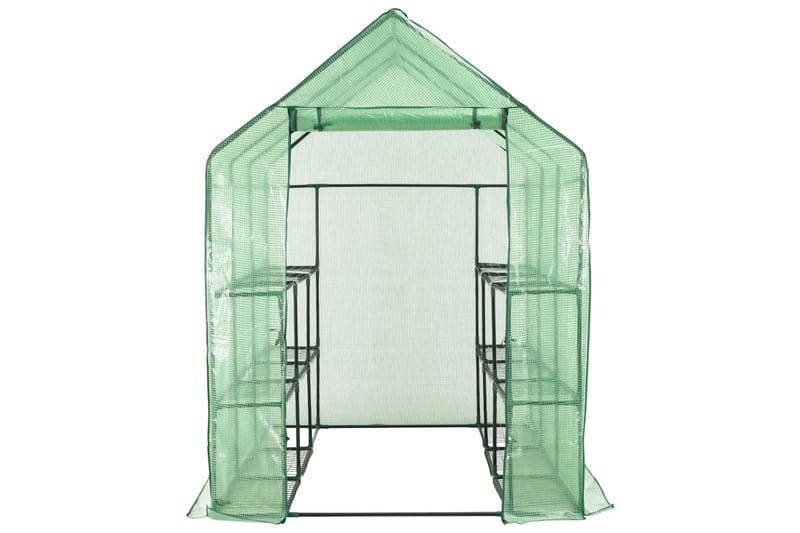 Växthus med 12 hyllor stål 143x214x196 cm - Grön - Trädgård & spabad - Trädgårdsskötsel - Växthus