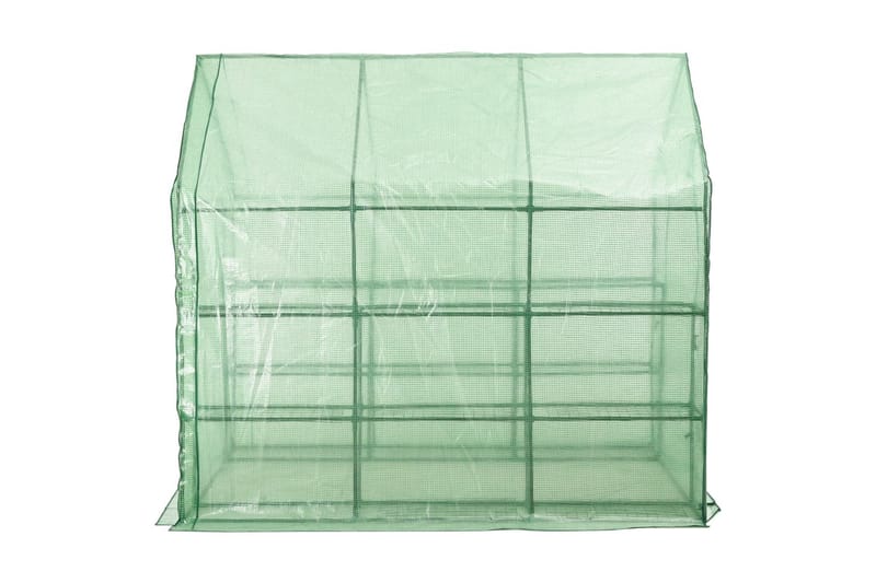 Växthus med 12 hyllor stål 143x214x196 cm - Grön - Trädgård & spabad - Trädgårdsskötsel - Växthus