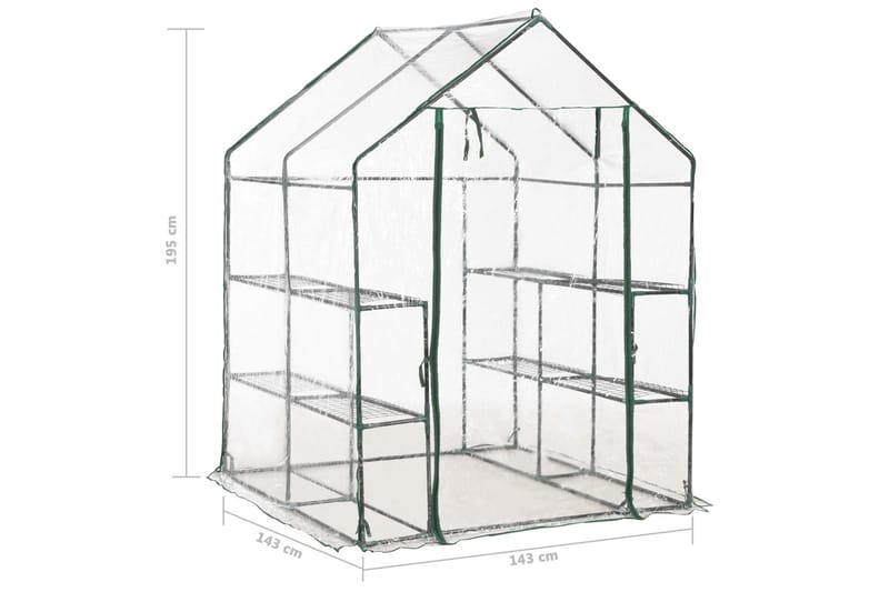 Växthus med 8 hyllor 143x143x195 cm - Transparent - Trädgård & spabad - Trädgårdsskötsel - Växthus