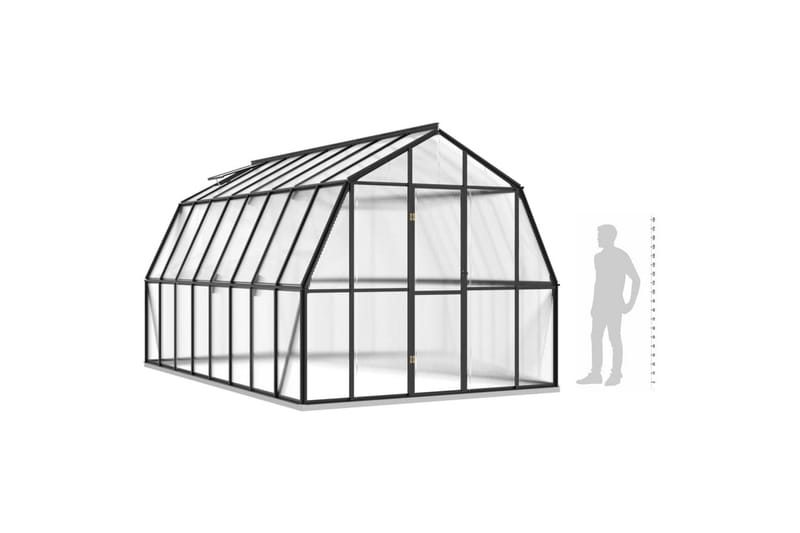 Växthus med basram antracit 13,31 m² aluminium - Grå - Växthus - Fristående växthus