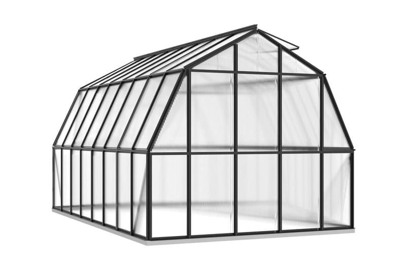 Växthus med basram antracit 13,31 m² aluminium - Grå - Växthus - Fristående växthus
