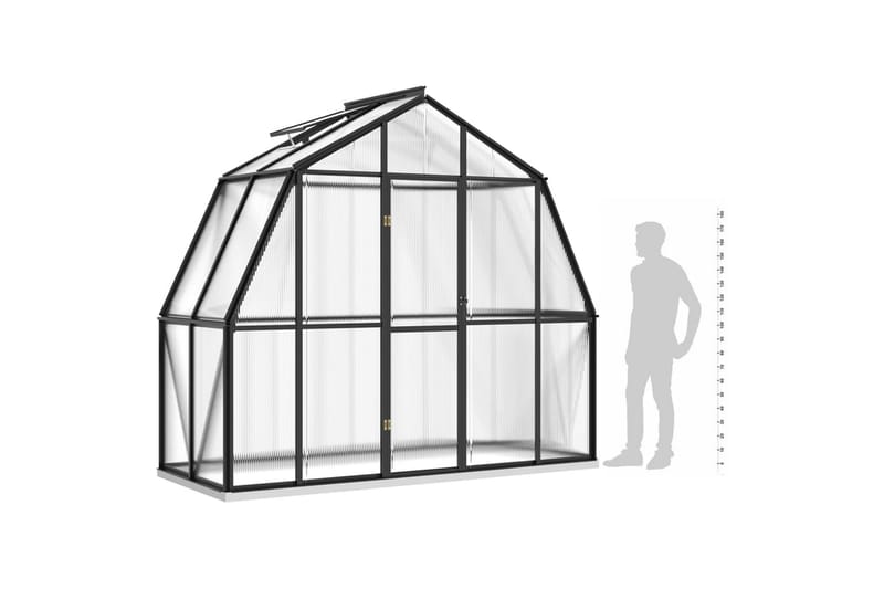 Växthus med basram antracit 3,3 m² aluminium - Grå - Trädgård & spabad - Trädgårdsskötsel - Växthus