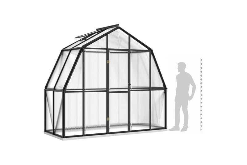 Växthus med basram antracit 3,3 m² aluminium - Grå - Växthus - Fristående växthus