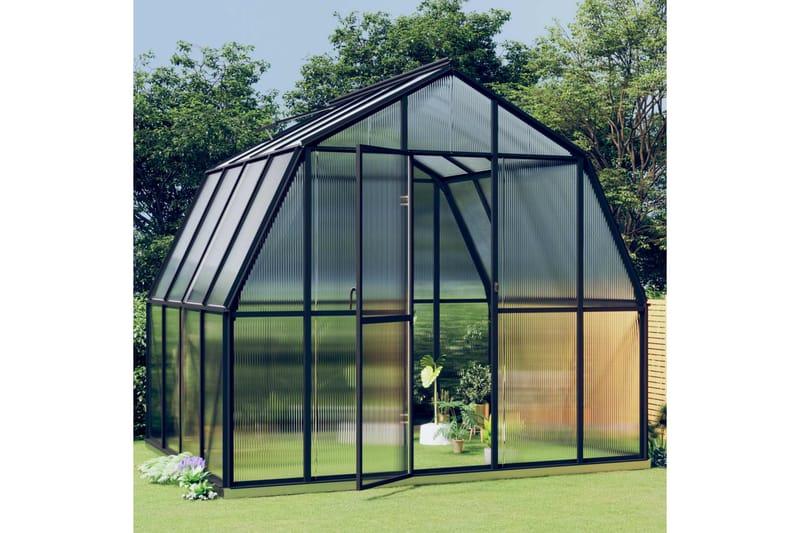 Växthus med basram antracit 6,66 m² aluminium - Grå - Växthus - Fristående växthus