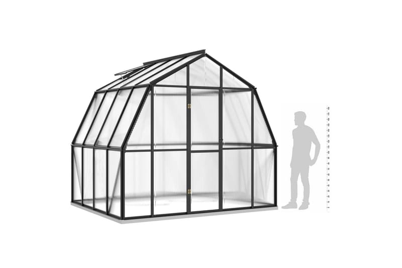 Växthus med basram antracit 6,66 m² aluminium - Grå - Växthus - Fristående växthus