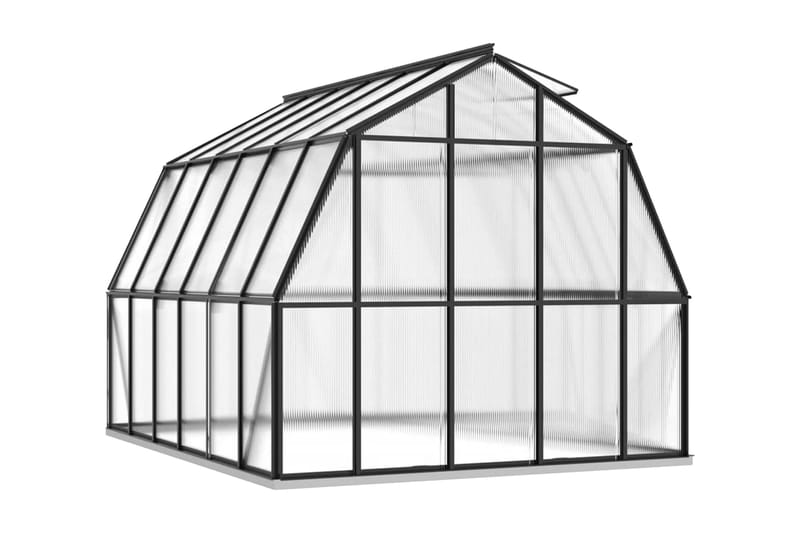 Växthus med basram antracit 9,98 m² aluminium - Grå - Växthus - Fristående växthus