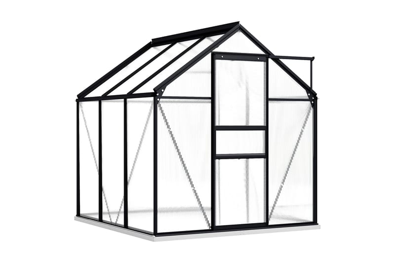 Växthus med basram antracit aluminium 3,61 m² - Grå - Trädgård & spabad - Trädgårdsskötsel - Växthus