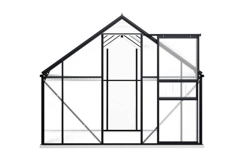 Växthus med basram antracit aluminium 4,75 m² - Grå - Växthus - Fristående växthus
