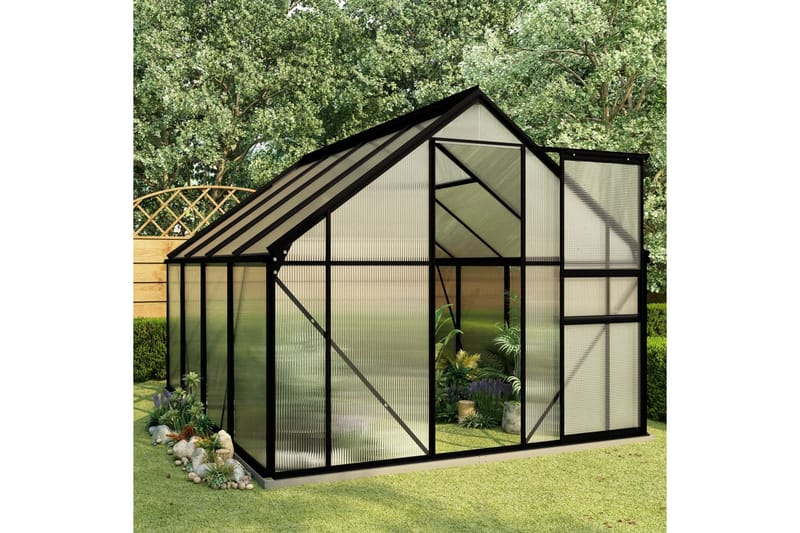 Växthus med basram antracit aluminium 4,75 m² - Grå - Växthus - Fristående växthus