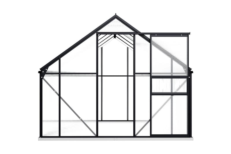 Växthus med basram antracit aluminium 5,89 m² - Grå - Växthus - Fristående växthus