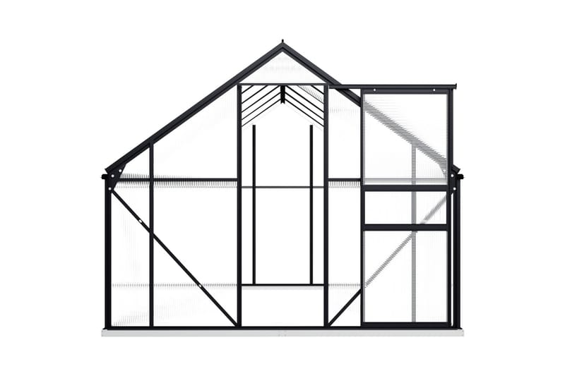 Växthus med basram antracit aluminium 7,03 m² - Grå - Trädgård & spabad - Trädgårdsskötsel - Växthus