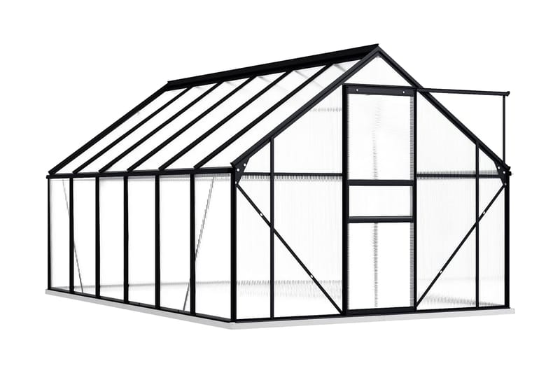 Växthus med basram antracit aluminium 7,03 m² - Grå - Växthus - Fristående växthus