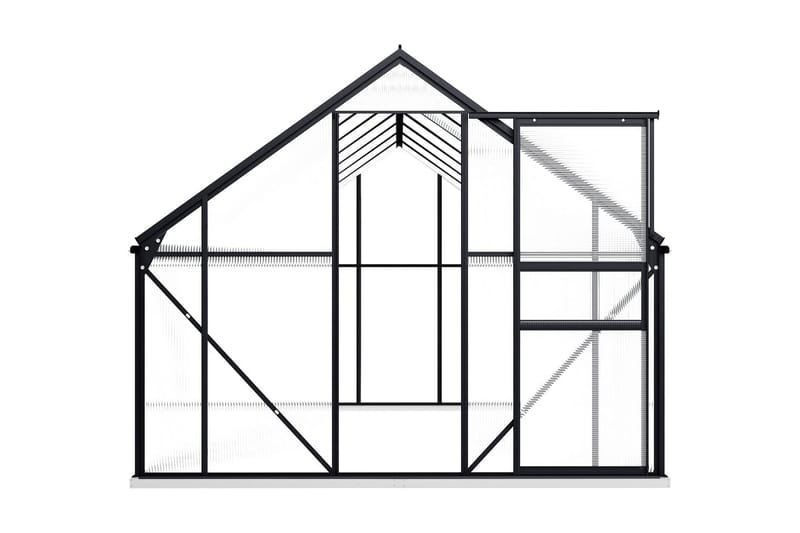 Växthus med basram antracit aluminium 8,17 m² - Grå - Trädgård & spabad - Trädgårdsskötsel - Växthus