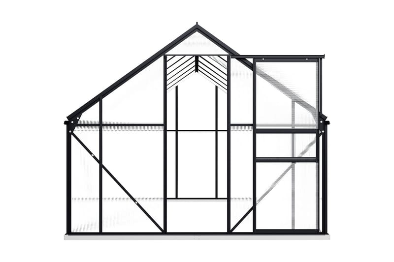 Växthus med basram antracit aluminium 8,17 m² - Grå - Växthus - Fristående växthus