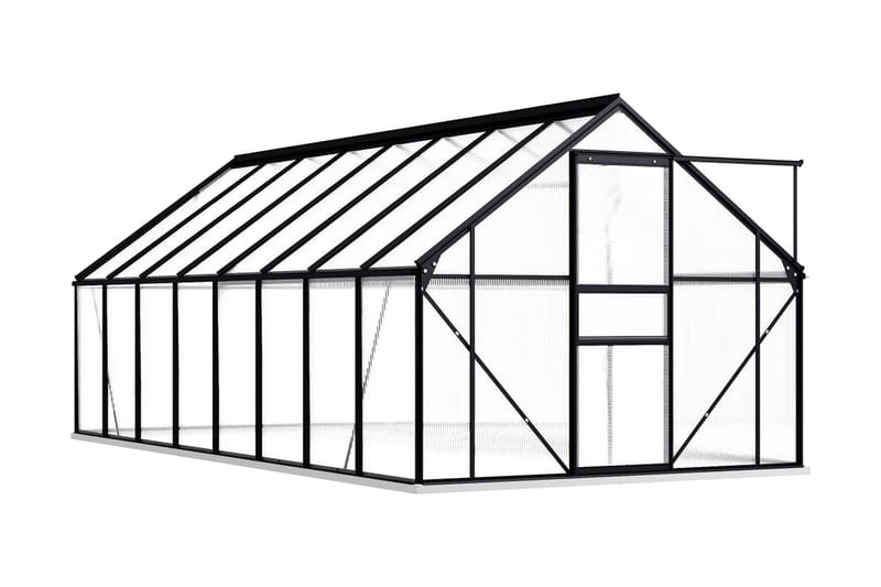 Växthus med basram antracit aluminium 9,31 m² - Grå - Trädgård & spabad - Trädgårdsskötsel - Växthus