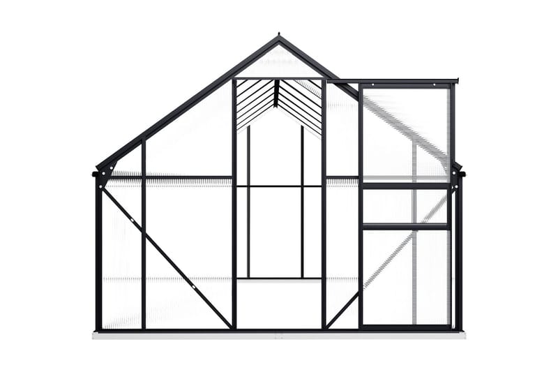 Växthus med basram antracit aluminium 9,31 m² - Grå - Trädgård & spabad - Trädgårdsskötsel - Växthus