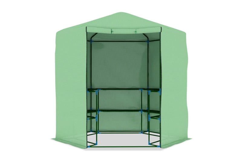 Växthus med hyllor stål 227x223 cm - Grön - Trädgård & spabad - Trädgårdsskötsel - Växthus