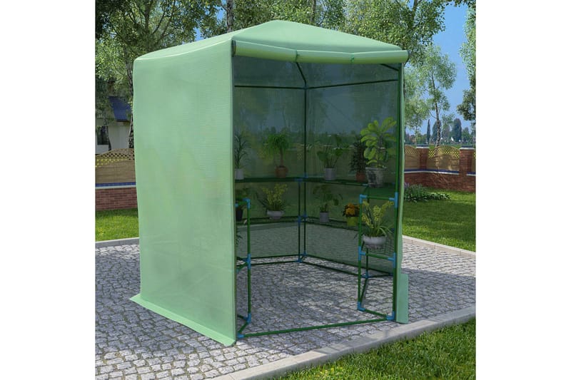 Växthus med hyllor stål 227x223 cm - Grön - Trädgård & spabad - Trädgårdsskötsel - Växthus