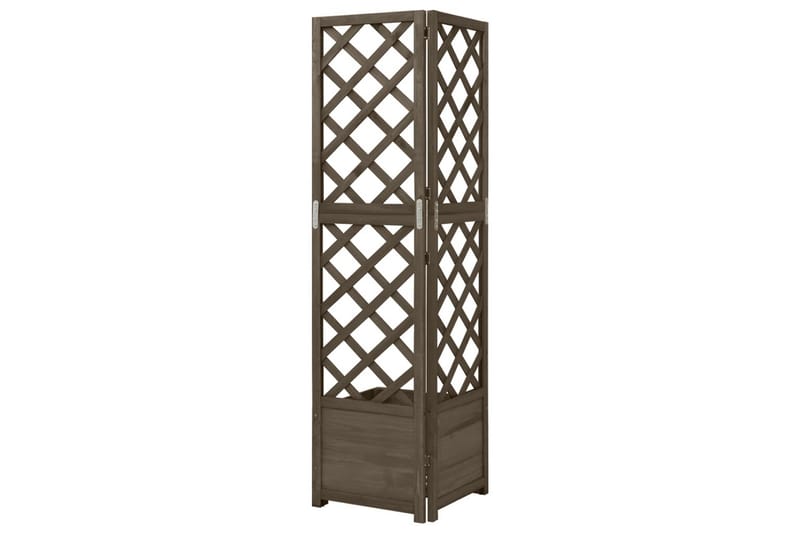 Hörnspaljé med odlingslåda grå 40x40x150 cm massivt granträ - Grå - Trädgård & spabad - Trädgårdsskötsel - Växthus - Växthustillbehör