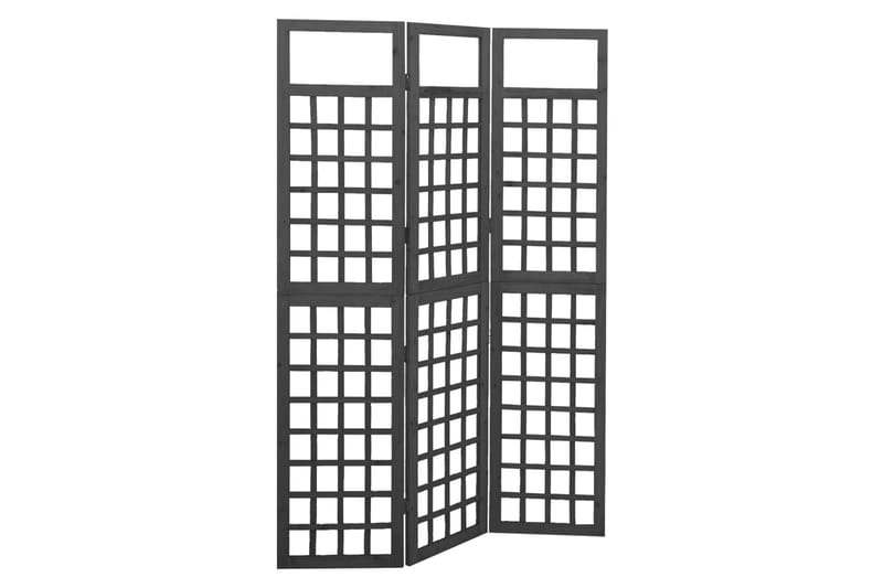 Rumsavdelare/Spaljé 3 paneler massiv gran svart 121x180 cm - Svart - Spalje - Växthustillbehör