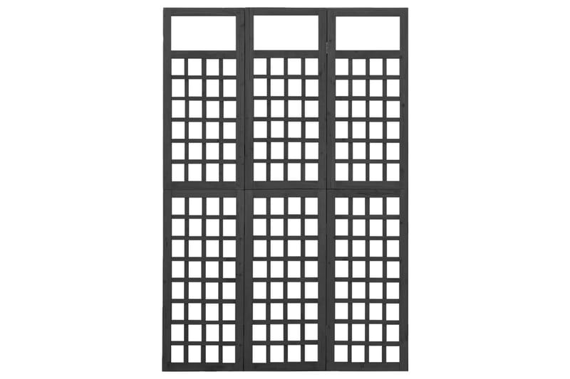 Rumsavdelare/Spaljé 3 paneler massiv gran svart 121x180 cm - Svart - Växthustillbehör - Spalje