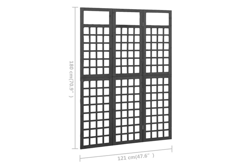 Rumsavdelare/Spaljé 3 paneler massiv gran svart 121x180 cm - Svart - Växthustillbehör - Spalje
