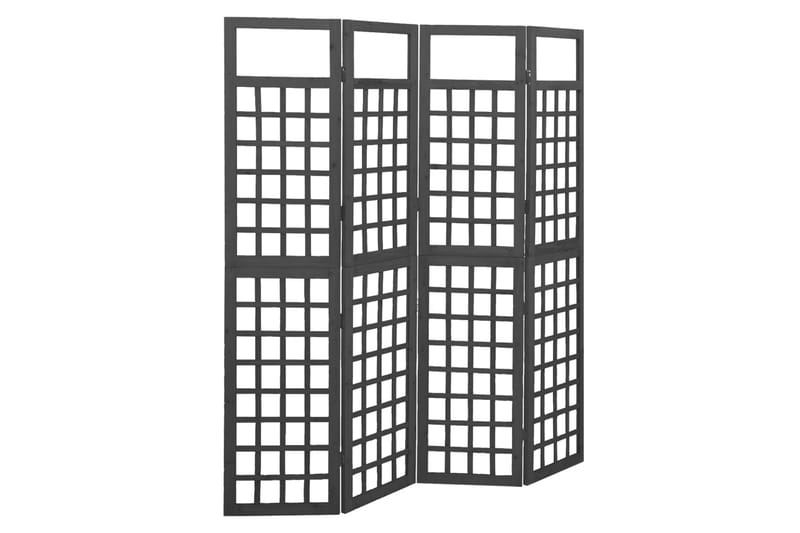 Rumsavdelare/Spaljé 4 paneler massiv gran svart 161x180 cm - Svart - Spalje - Växthustillbehör