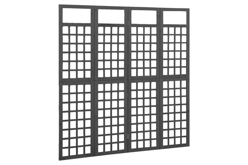 Rumsavdelare/Spaljé 4 paneler massiv gran svart 161x180 cm - Svart - Trädgård & spabad - Trädgårdsskötsel - Växthus - Växthustillbehör