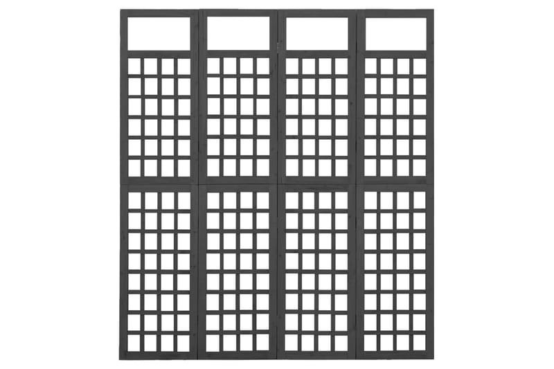 Rumsavdelare/Spaljé 4 paneler massiv gran svart 161x180 cm - Svart - Trädgård & spabad - Trädgårdsskötsel - Växthus - Växthustillbehör