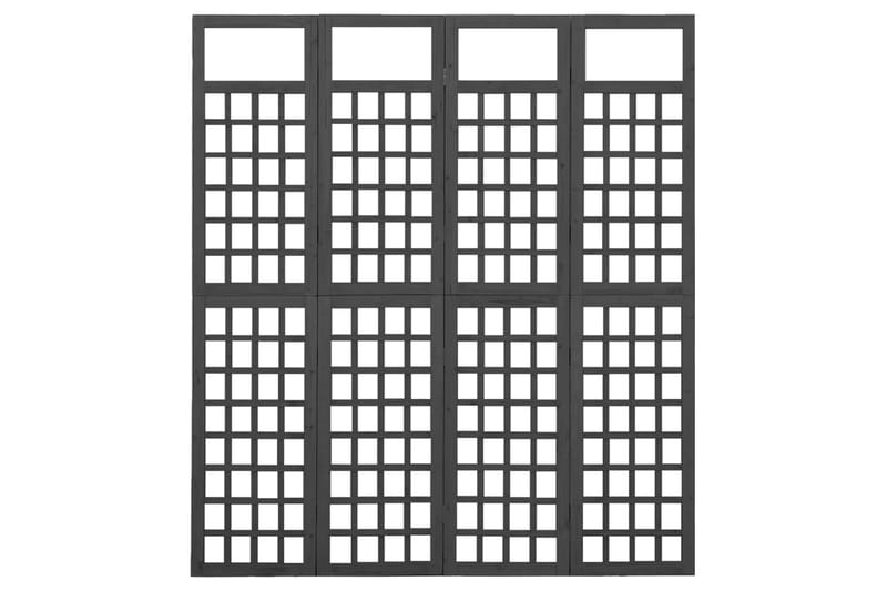Rumsavdelare/Spaljé 4 paneler massiv gran svart 161x180 cm - Svart - Växthustillbehör - Spalje