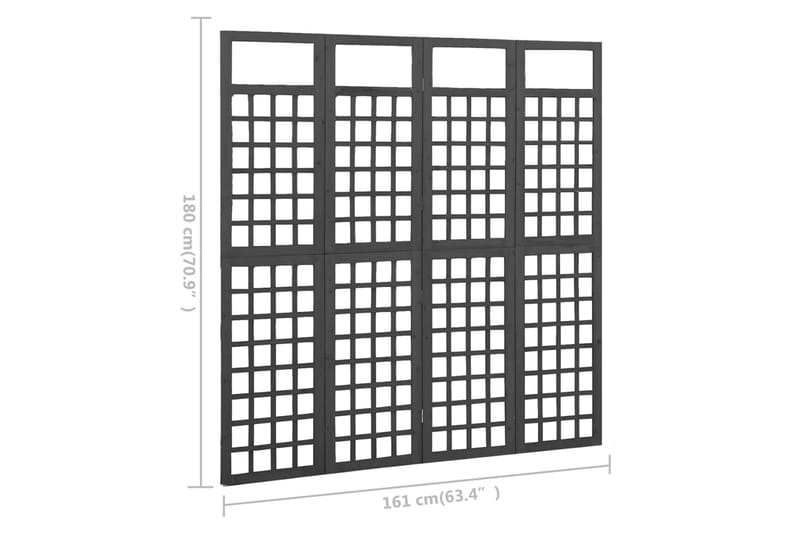 Rumsavdelare/Spaljé 4 paneler massiv gran svart 161x180 cm - Svart - Växthustillbehör - Spalje