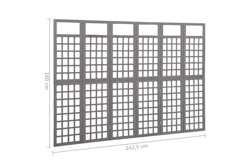Rumsavdelare/Spaljé 6 paneler massiv furu grå 242,5x180 cm - Grå - Trädgård & spabad - Trädgårdsskötsel - Växthus - Växthustillbehör