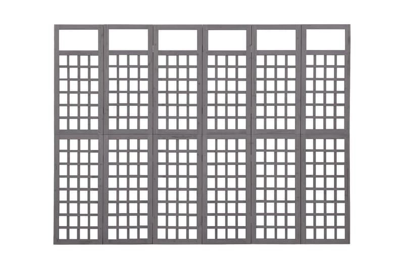 Rumsavdelare/Spaljé 6 paneler massiv furu grå 242,5x180 cm - Grå - Trädgård & spabad - Trädgårdsskötsel - Växthus - Växthustillbehör