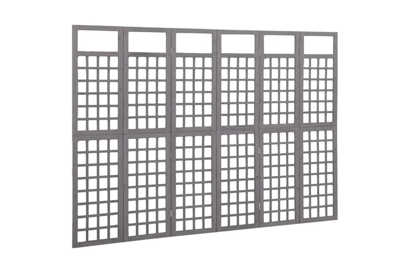 Rumsavdelare/Spaljé 6 paneler massiv furu grå 242,5x180 cm - Grå - Trädgård & spabad - Trädgårdsskötsel - Växthus - Växthustillbehör